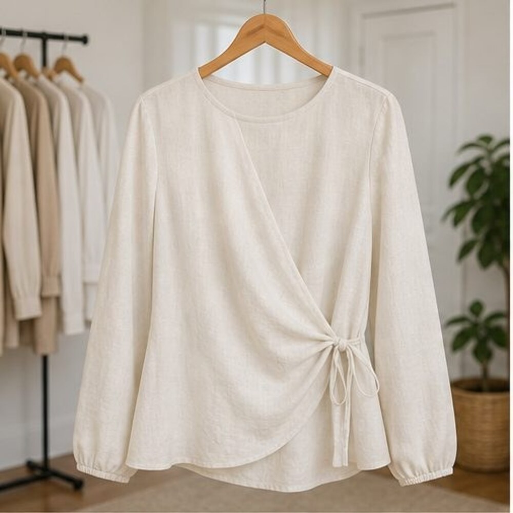 Cream V Neck Top